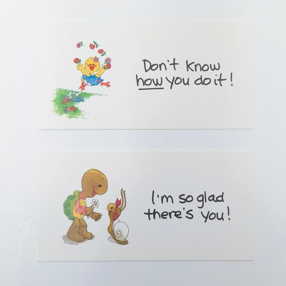 Suzy's Zoo Vintage 1990s Mini Messages 4x2 Enclosure‎ Greeting Cards (Set of 15)